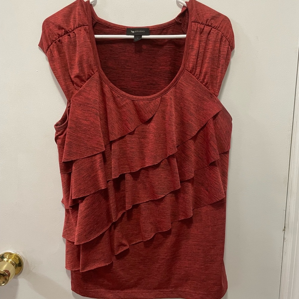 AB studio Red top with ruffles